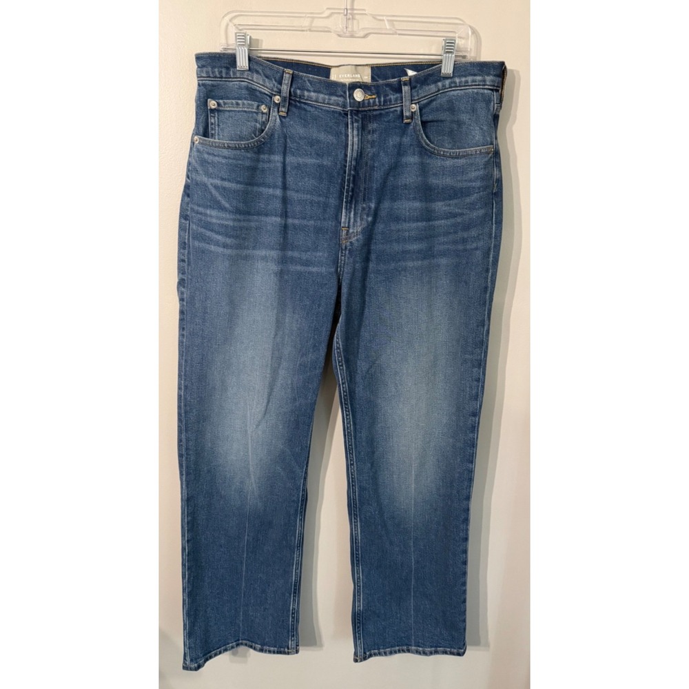 Everlane The Cheeky Straight Jean High Waist Blue Med Wash Size 32R organic